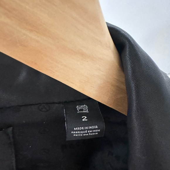 Scotch & Soda Black Studded Leather Biker Jacket with Red Accent - Picture 9 of 9